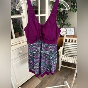Wantdo Purple And Teal Modest Swimsuit Dress 2X